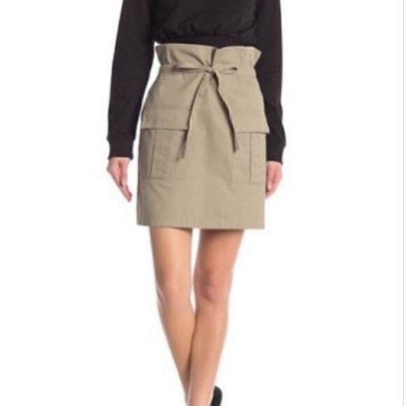 Rebecca Minkoff Bradley Paperbag Skirt Khaki Women's Small - Picture 1 of 5